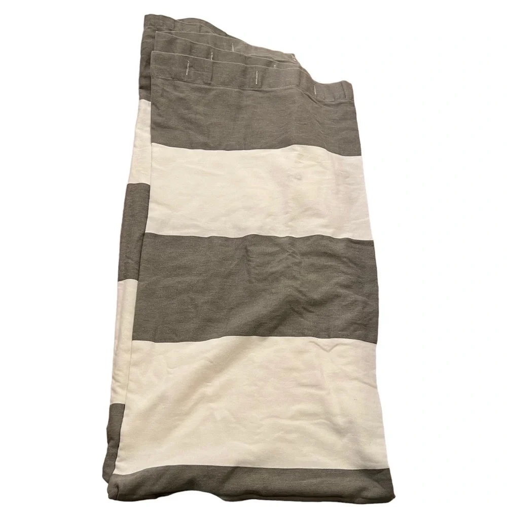 Kassatex Fine Linens Hampton Stripe Shower Curtain White Gray 100% Cotton‎